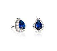 Diamond Treats Saphirblau Ohrstecker in Tropfenform aus 925er Sterling Silber für Damen mit blauen Zirkonia-Steinen, blaue Ohrringe aus 925er Silber, Schmuck für Frauen, Ohrringe in Blau