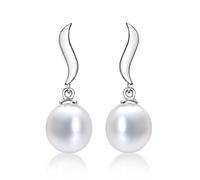 Diamond Treats Sterling Silber Perlenohrringe für Damen und Mädchen, echte Süßwasserperlen-Ohrringe in 925 Sterling Silber, Hängende Ohrringe Silber 925, Sterling Silber Ohrringe mit Perlen für Sie