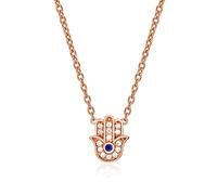 Diamond Treats Zierliche Hamsa-Halskette aus 925er Sterlingsilber für Damen und Teenager-Mädchen, Roségold-Halskette mit Hamsa-Anhänger und Zirkonia-Steinen