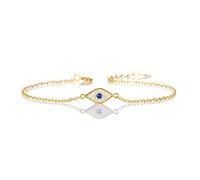 Diamond Treats Zierliches Evil-Eye-Armband aus 925er Sterlingsilber für Damen und Mädchen, Silber-, Gelbgold- oder Roségold Böser Blick Armband mit funkelnden Zirkonia-Steinen