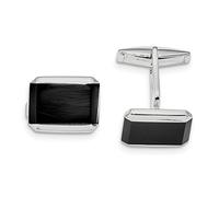 Diamond2deal Herren-Manschettenknöpfe Sterling-Silber 925 rhodiniert Onyx rechteckig