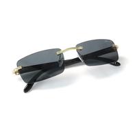 Diamond's Roar Randlose schlanke rechteckige Sonnenbrille für Damen und Herren, Gangster, 90er-Jahre, rahmenlos, modisch, Elite-Brille, Schwarz , Small