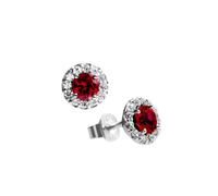 Diamonfire Damen-Ohrstecker 925 Sterling Silber Zirkonia Royal Colours Linie rot 62/1558/1/088
