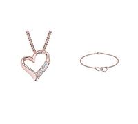 DIAMORE Halskette Herz Diamant (0.06 ct.) 925 + Diamore Damen-Armband Herz Liebe Silber Diamant (0.02 ct.) 925