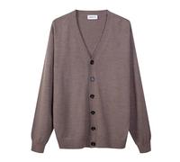 Diana Studio - Basic-Cardigan, Herren, 100% Merinowolle, Langarm, Größe XXL, Regular Fit, Beige-Taupe