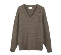 Diana Studio, Zopfmuster-Pullover mit V-Ausschnitt - Herren, Kaschmirmischung, Langarm, Casual Fit, Taupe, S
