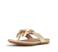 Dianette FITFLOP "GRACIE FLOWER LEATHER FLIP-FLOPS", Damen, Gr. 41, platino, Leder, Schuhe Dianette, Zehentrenner, Sommerschuh mit auffälliger Blüte (96765019-41) platino