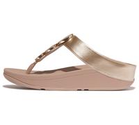 Dianette FITFLOP "HALO BEAD-CIRCLE METALLIC TOE-POST SANDALS", Damen, Gr. 38, goldfarben, Lederimitat, Glitzer, metallic, Schuhe Dianette, Pool Slides, Pantolette mit dämpfender Zwischensohlentechnolo