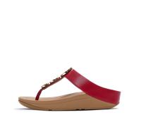 Dianette FITFLOP "HALO BEAD-CIRCLE METALLIC TOE-POST SANDALS", Damen, Gr. 42, rot, Lederimitat, Glitzer, metallic, Schuhe Dianette, Pool Slides, Pantolette mit dämpfender Zwischensohlentechnologie (75