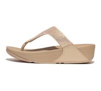 Dianette FITFLOP "LULU CRYSTAL EMBELLISHED TOE-POST SANDALS - HOTFIX", Damen, Gr. 40, beige, Textil, Glitzer, Schuhe Dianette, Keilabsatz, Sommerschuh, Zehentrenner mit weichem Zehensteg (31936253-40)