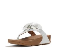 Dianette FITFLOP "LULU FLOWER TOE-POST SANDALS", Damen, Gr. 36, urban weiß, Lederimitat, geblümt, Schuhe Dianette, Keilabsatz, Zehentrenner, Sommerschuh mit modischer Blütenverzierung (65269630-36) ur