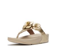 Dianette FITFLOP "LULU FLOWER TOE-POST SANDALS", Damen, Gr. 38, platino, Lederimitat, geblümt, Schuhe Dianette, Keilabsatz, Zehentrenner, Sommerschuh mit modischer Blütenverzierung (46040443-38) plati