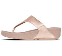 Dianette FITFLOP "LULU LEATHER TOEPOST", Damen, Gr. 36, rosa (rosegoldfarben), Rindsleder, metallic, unifarben, Schuhe Dianette, Pool Slides, Pantolette, Badeschuh mit Keilabsatz (39574751-36)