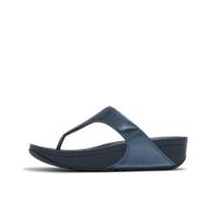 Dianette FITFLOP "LULU LEATHER TOEPOST", Damen, Gr. 38, blau, Rindsleder, Schuhe Dianette, Pool Slides, Pantolette, Badeschuh mit Keilabsatz (28379119-38) blau