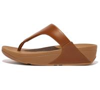 Dianette FITFLOP "LULU LEATHER TOEPOST", Damen, Gr. 42, hellbraun, Rindsleder, unifarben, Schuhe Dianette, Zehentrenner, Pool Slides, Pantolette, Badeschuh mit Keilabsatz (71053141-42) hellbraun