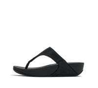Dianette FITFLOP "LULU SHIMMERGLITZ TOE-POST SANDALS", Damen, Gr. 42, schwarz, Textil, Glitzer, Schuhe Dianette, Keilabsatz, Zehentrenner, Badeschuh, Sommerschuh mit Glitzerdetails (77358715-42) schwa