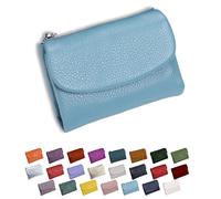 DianSCJ Unisex-Geldbörse aus genarbtem Leder, kurze Geldbörse aus echtem Leder, Münzgeldbörse für Damen, kleine Damengeldbörse mit Kreditkartenhalter, Münzfach und Geldfächern, #22, Unisex Pebble