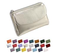DianSCJ Unisex-Geldbörse aus genarbtem Leder, kurze Geldbörse aus echtem Leder, Münzgeldbörse für Damen, kleine Damengeldbörse mit Kreditkartenhalter, Münzfach und Geldfächern, #14, Unisex Pebble
