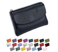 DianSCJ Unisex-Geldbörse aus genarbtem Leder, kurze Geldbörse aus echtem Leder, Münzgeldbörse für Damen, kleine Damengeldbörse mit Kreditkartenhalter, Münzfach und Geldfächern, #1, Unisex Pebble