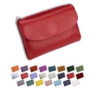 DianSCJ Unisex-Geldbörse aus genarbtem Leder, kurze Geldbörse aus echtem Leder, Münzgeldbörse für Damen, kleine Damengeldbörse mit Kreditkartenhalter, Münzfach und Geldfächern, #16, Unisex Pebble