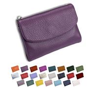 DianSCJ Unisex-Geldbörse aus genarbtem Leder, kurze Geldbörse aus echtem Leder, Münzgeldbörse für Damen, kleine Damengeldbörse mit Kreditkartenhalter, Münzfach und Geldfächern, #10, Unisex Pebble