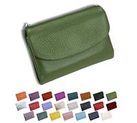 DianSCJ Unisex-Geldbörse aus genarbtem Leder, kurze Geldbörse aus echtem Leder, Münzgeldbörse für Damen, kleine Damengeldbörse mit Kreditkartenhalter, Münzfach und Geldfächern, #3, Unisex Pebble