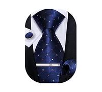DiBanGu Seidenkrawatte für Herren, kariert, gestreift, solide Krawatte und Einstecktuch, Manschettenknöpfe, Jacquard, gewebt, Krawattenklammer Set, klassische, formelle Krawatten für Hochzeit, Party