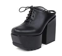 Dicke Absätze Für Damen High Heel Schuhe Plateau Sandalen 12CM Pumps Damen Sandaletten Geschlossene Zehen Chunky Heels,Schwarz,46 EU