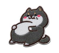 Dicke Katze Tier - Aufnäher, Bügelbild, Aufbügler, Applikationen, Patches, Flicken, zum aufbügeln, Größe: 5 x 5,4 cm