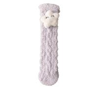 Dicke Warm Weihnachtssocken Damen Kuschelsocken Christmas Socks Wollsocken Wintersocken Hausschuhe Socke Rentier Schneeflocke Santa Socken Rutsch Noppen Socken Stoppersocken (Purple, One Size)
