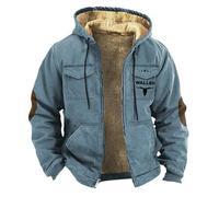 Dicke Winterjacken für Herren, schwere Jacke, Outdoor, dick, warm, Sherpa-Futter, Fleece-Hoodies, Jacken, Cowboy, 3D-Druck, warme Jacke, Reißverschluss, Winter, warmer Mantel, Fleece-gefütterte