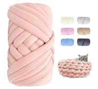 Dicke Wolle zum Handstricken - 500g Länge ca 25m Chunky Yarn Wolle zum Armstricken DIY XXL Dick Garn Flauschige Strickgarn Dickes Garn Handstrickwolle zum Häkeln für Decke, Tasche, Kissen, Hellrosa