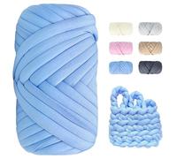 Dicke Wolle zum Handstricken - 500g Länge ca 25m Chunky Yarn Wolle zum Armstricken DIY XXL Dick Wolle Weiches Flauschige Strickgarn Dickes Garn Dicke Wolle zum Häkeln für Decke, Tasche, Kissen, Blau