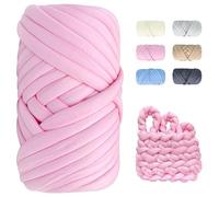 Dicke Wolle zum Handstricken - 500g Länge ca 25m Chunky Yarn Wolle zum Armstricken DIY XXL Dick Wolle Weiches Flauschige Strickgarn Dickes Garn Dicke Wolle zum Häkeln für Decke, Tasche, Kissen, Rosa