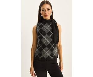 Dicker gerippter Strickpullover-Weste mit Rollkragen Einheitsgröße