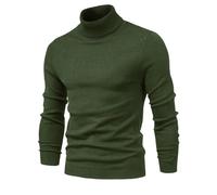 Dicker Rollkragenpullover für Herren, lässig, einfarbig, warm, schmal, Strickpullover, langärmelig, Army Gn, L