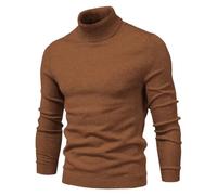Dicker Rollkragenpullover für Herren, lässig, einfarbig, warm, schmal, Strickpullover, langärmelig, coffee, L