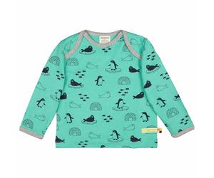dickes Langarmshirt grün Pinguine + Robben 62/68