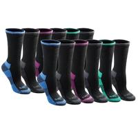 Dickies Damen Dri-tech Essential Moisture Control Crew, Erhältlich in S-XL (6, Socken, Schwarz, Sortiert (12 Paar), Medium (12er Pack)