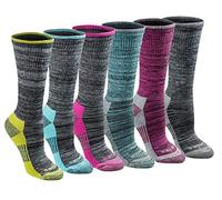 Dickies Damen Dri-tech Fashion Moisture Control Crew, Erhältlich in S-XL (5, 6, 12 Socken, Schwarz meliert (6 Paar), Large (6er Pack)