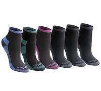 Dickies Damen Dri-tech Feuchtigkeitsableitende Viertelsocken, Erhältlich in M-l (6, 12 Socken, Schwarz, Sortiert (6 Paar), Medium (6er Pack)