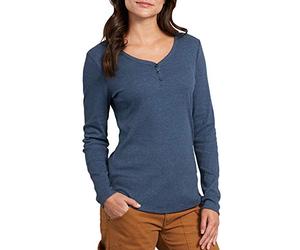 Dickies Damen Langärmeliger Overall aus Baumwoll-Twill Henley-Hemd, Dunkles Denim, 3 Plus Size