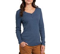 Dickies Damen Langärmeliges Shirt mit 3 Knöpfen Henley-Hemd, Dunkles Denim, Mittel