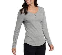 Dickies Damen Langärmeliges Shirt mit 3 Knöpfen Henley-Hemd, Graphit, einfarbig, Mittel