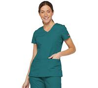 Dickies EDS Signature Scrubs für Damen, Moderne Passform, V-Ausschnitt, Damen-Top aus weichem, gebürstetem Popeline 85906, Blaugrün, Blau, X-Groß