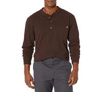Dickies Henley Herren Langarm, schweres Gewicht, Schokobraun, Mittel