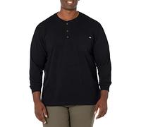 Dickies Henley Herren Langarm, schweres Gewicht, schwarz, Mittel