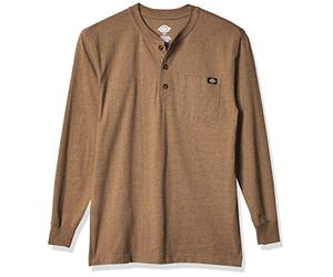 Dickies Herren Big-tall Long-sleeve Heavyweight Henley Hemd, Brown Duck Single Dye Heather, L Lang EU
