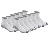 Dickies Herren Dri-tech Moisture Control Quarter, Erhältlich in M-XXL (6, 18 Socken, Weiß (12 Paar), Medium (24er Pack)