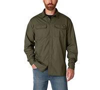 Dickies Herren Flex Ripstop Langarmshirt Hemd mit Button-Down-Kragen, Militär, Grün, Klein